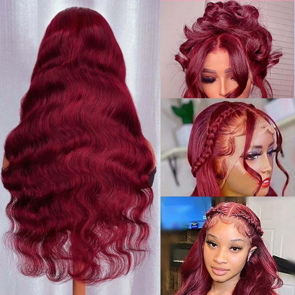 Burgundy 99J 13x6 HD Transparent Lace