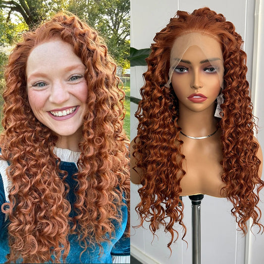 Ginger Orange Long Curly Lace Wig