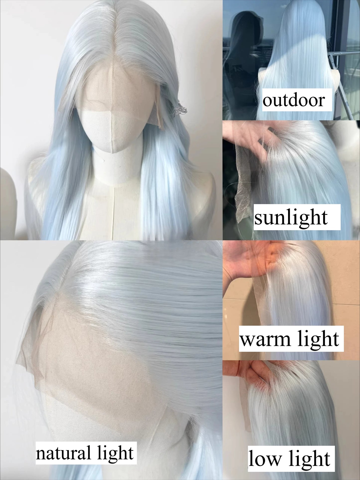 White Blue HD Lace Front Wig