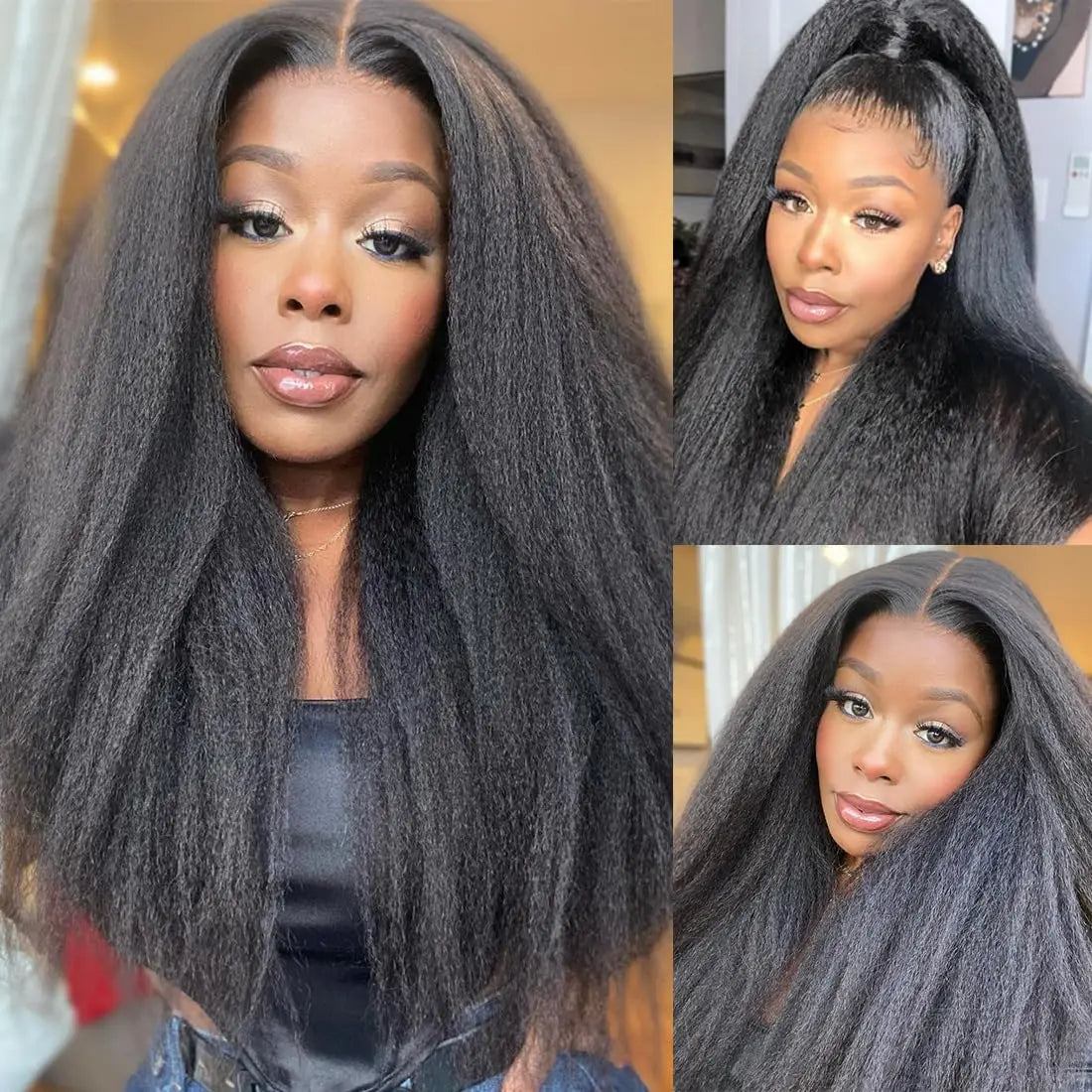 Kinky Straight Wig 4C Edges