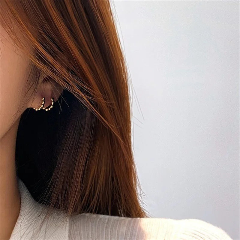 18K Gold Metal Beads Earring