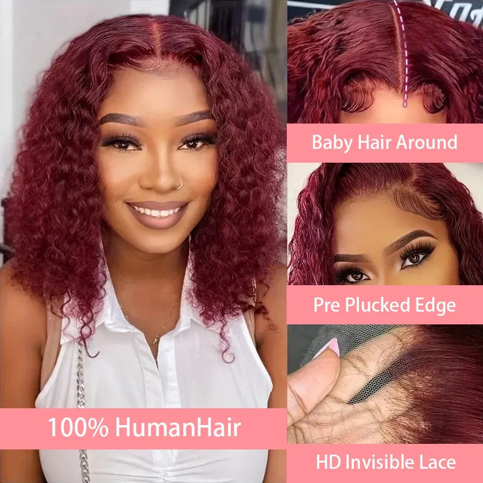 Curly Bob 99J Burgundy Lace