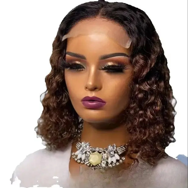 Ombre Brown Water Wave Short Curly