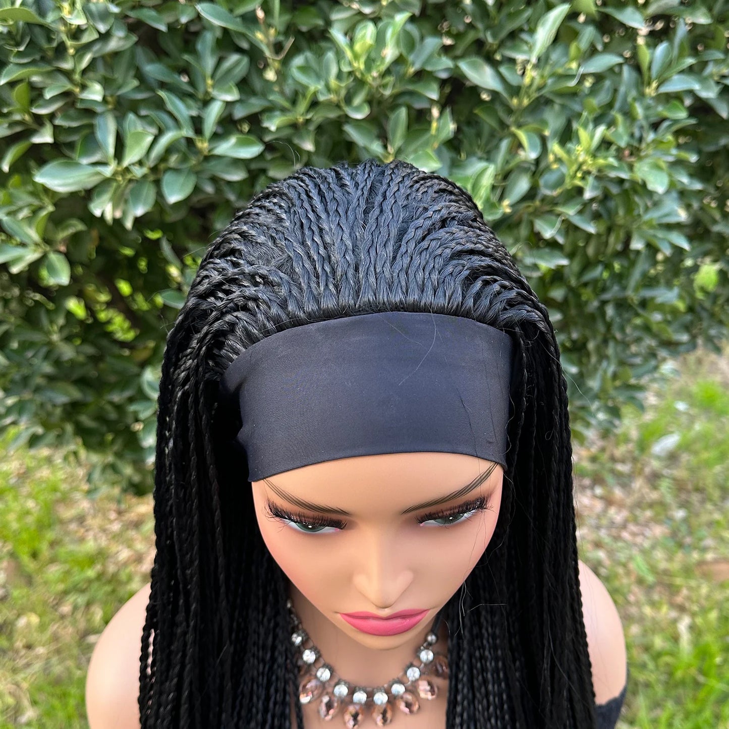 Ombre Brown Long Headband Box Braids Wig