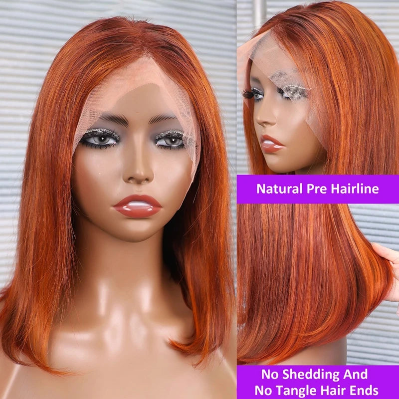 200% Density Ginger Orange  Hair Wigs