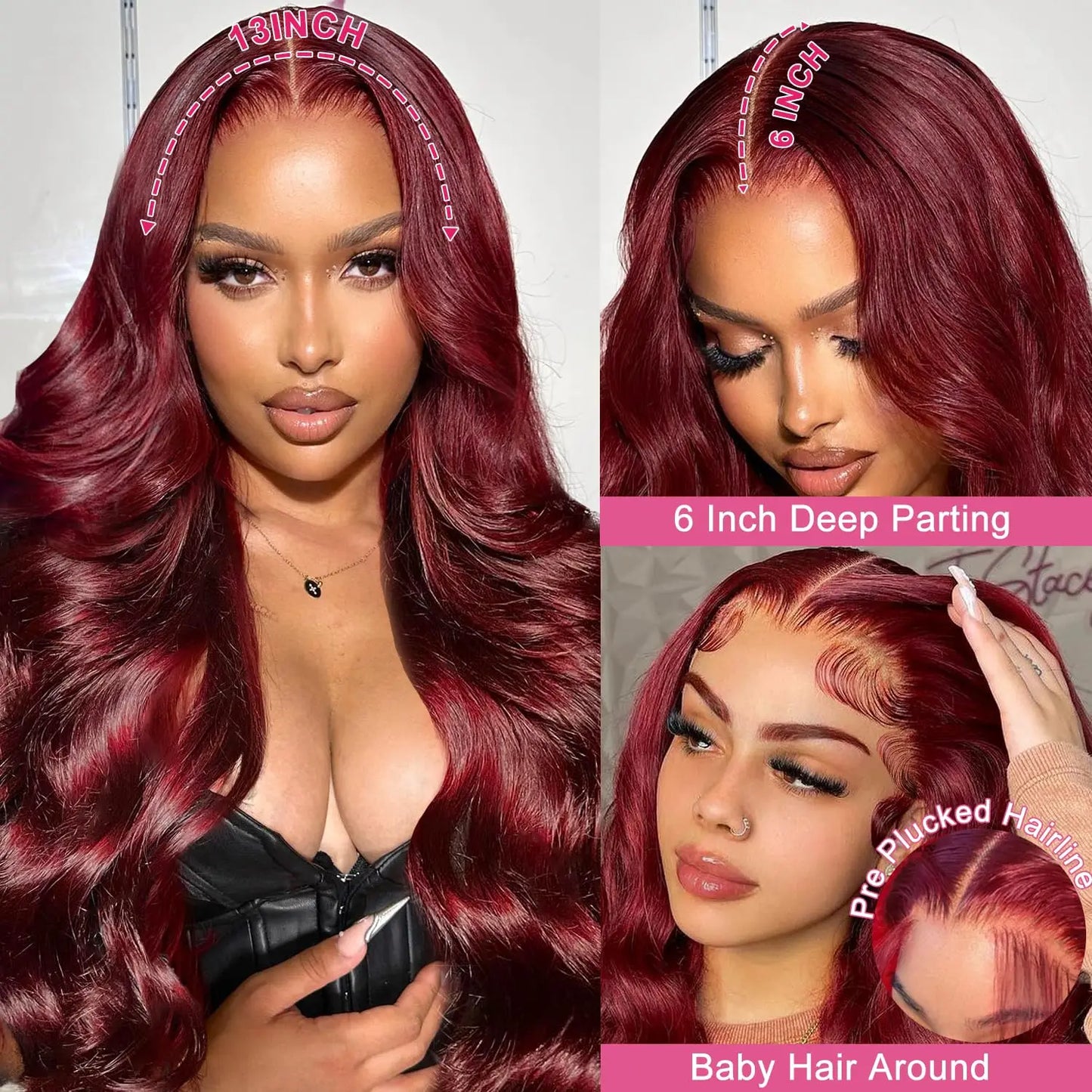 Burgundy 99J 13x6 HD Transparent Lace