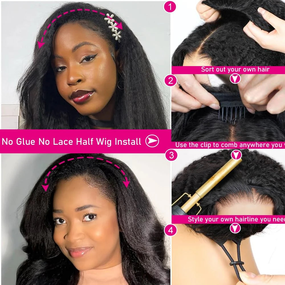 Kinky Straight 3 IN 1 Half Wigs