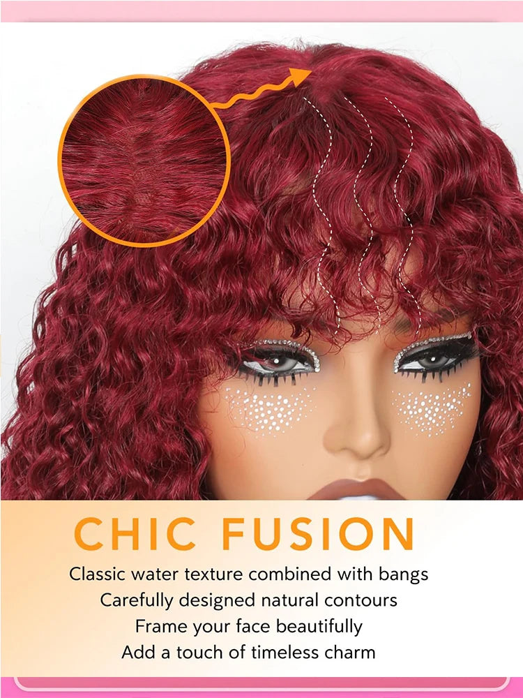 99J Burgundy Curly Wig