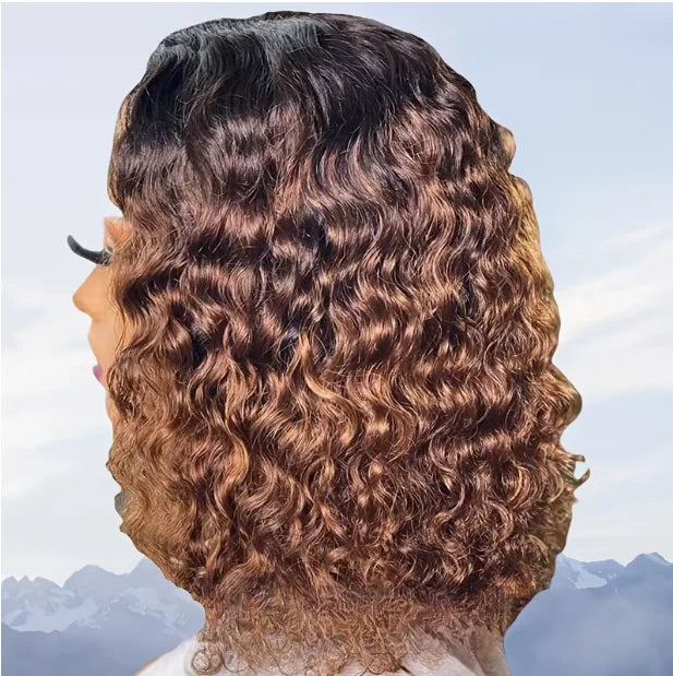 Ombre Brown Water Wave Short Curly