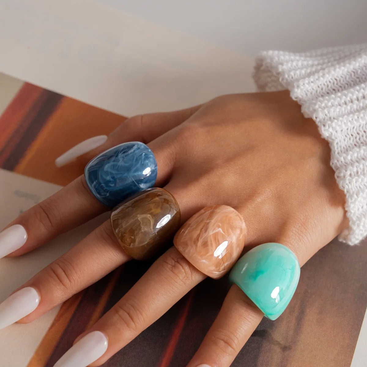 Women Punk Resin Ring