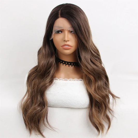 Ombre Highlight Brown Synthetic Wig