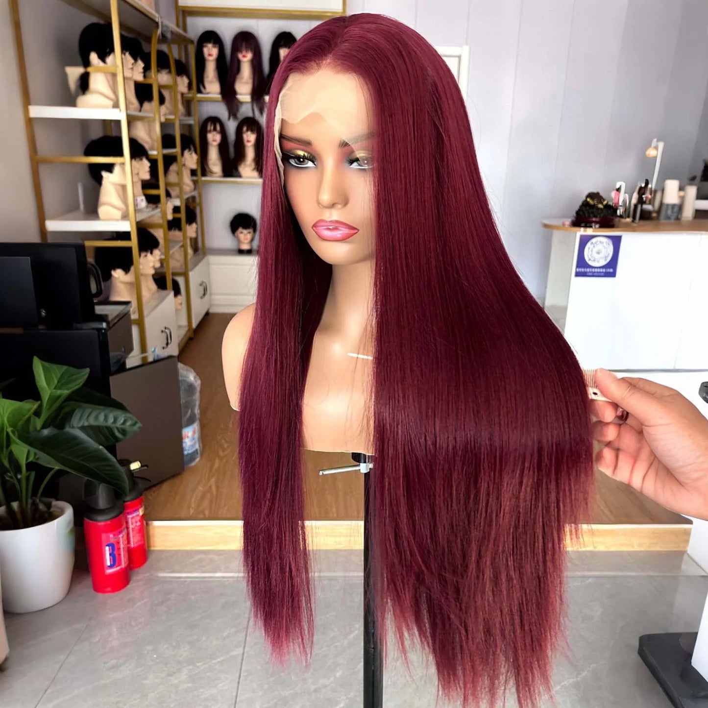 Burgundy Long Silky Straight Wig