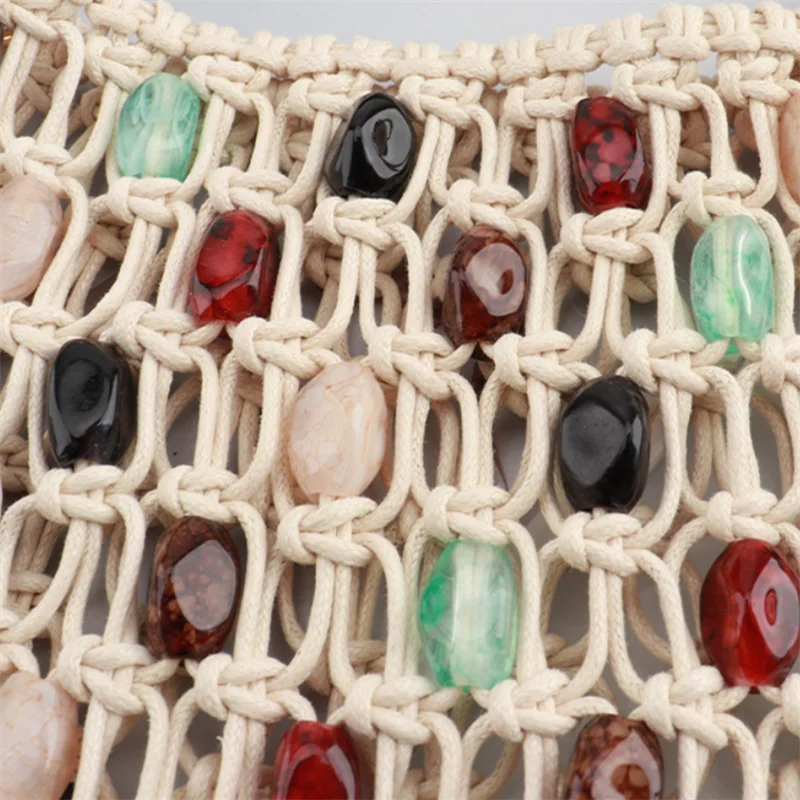 Woven Hollow Beaded Handbag