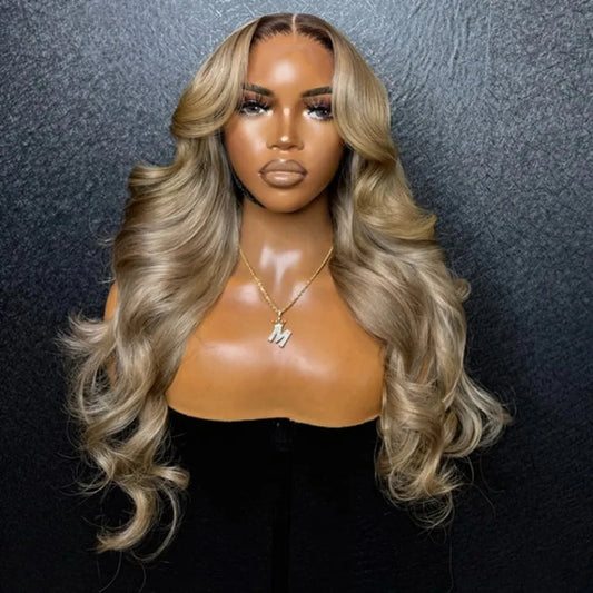 Ombre Ash Blonde With Dark Roots Natural Wave Hair