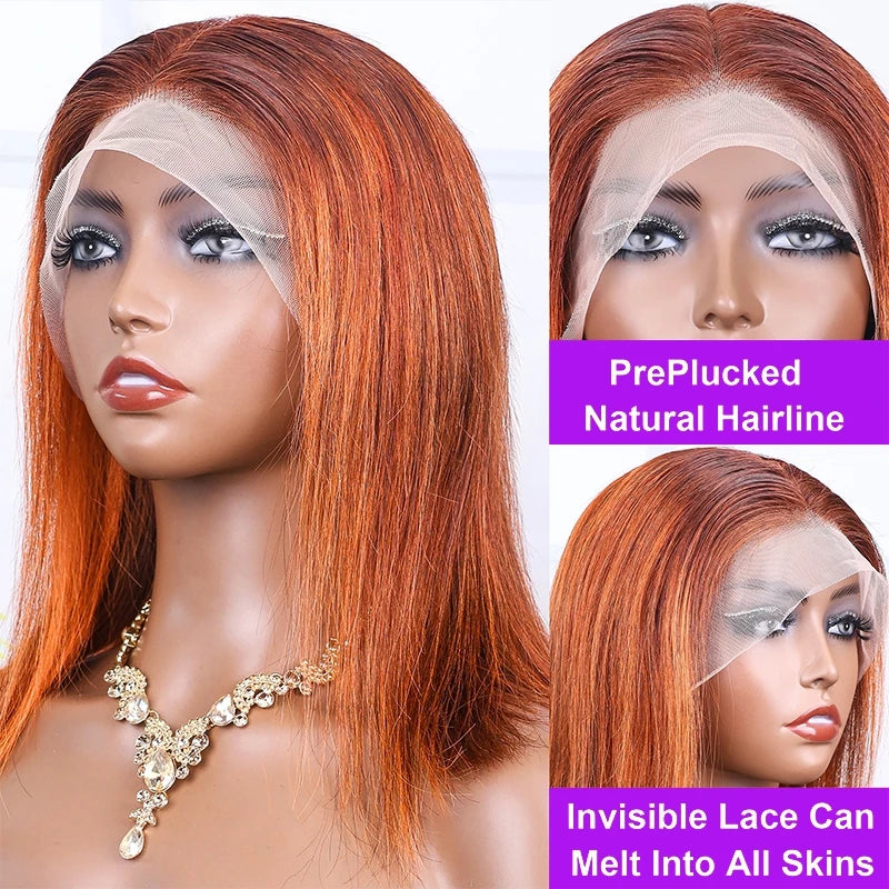 200% Density Ginger Orange  Hair Wigs